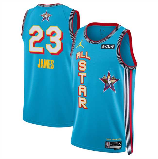 Mens 2025 All-Star #23 LeBron James Light Blue Stitched Jersey Dzhi